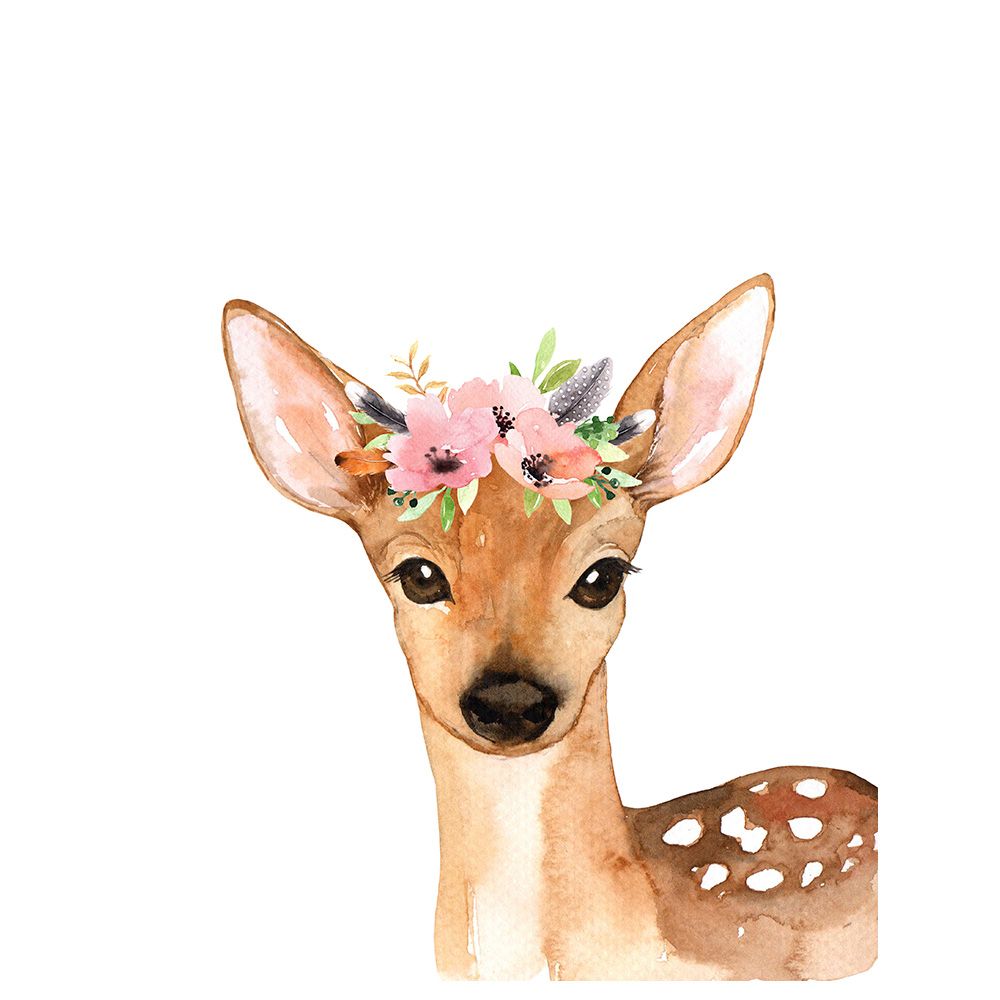 Paper Crew - Floral Watercolour Deer Wall Art Print