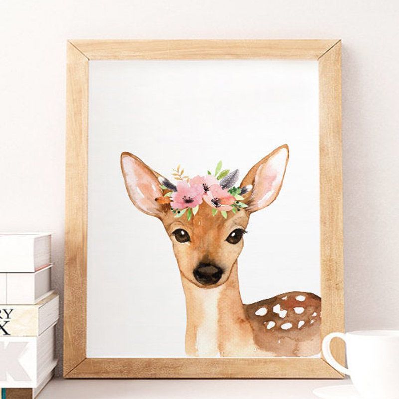 Paper Crew - Floral Watercolour Deer Wall Art Print