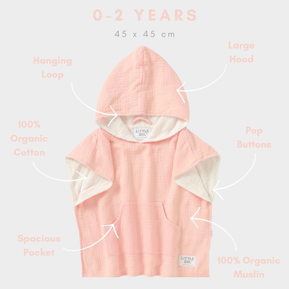 Little Sol+ - Hooded Beach Towel - 0-2Y - Soft Pink