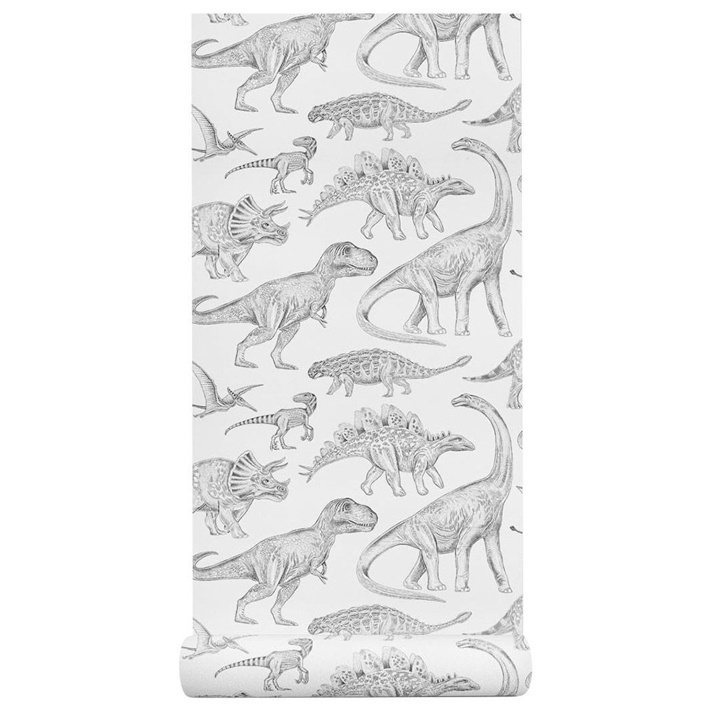 Paper Crew - Dino Wallpaper - White