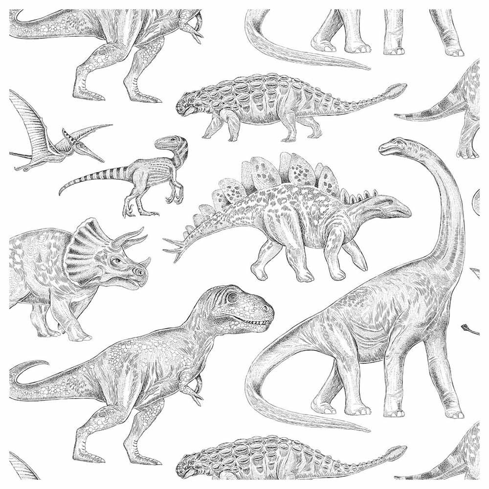 Paper Crew - Dino Wallpaper - White