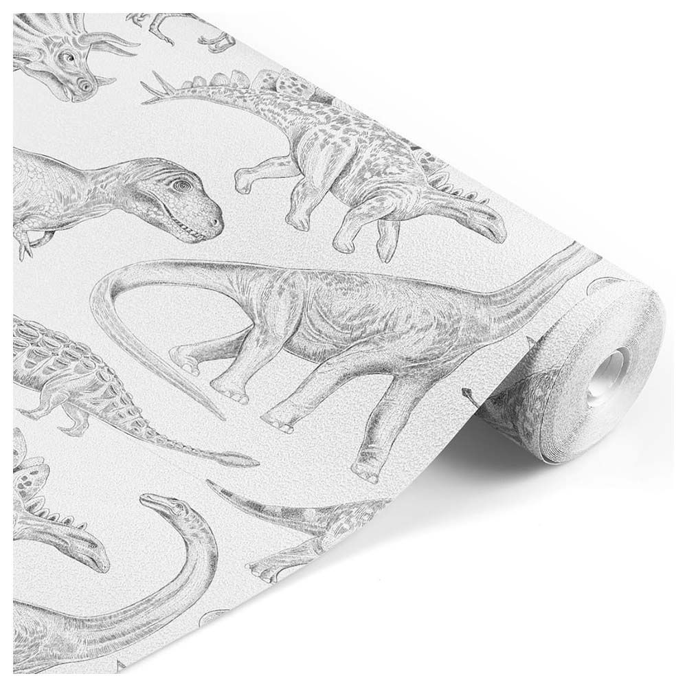 Paper Crew - Dino Wallpaper - White