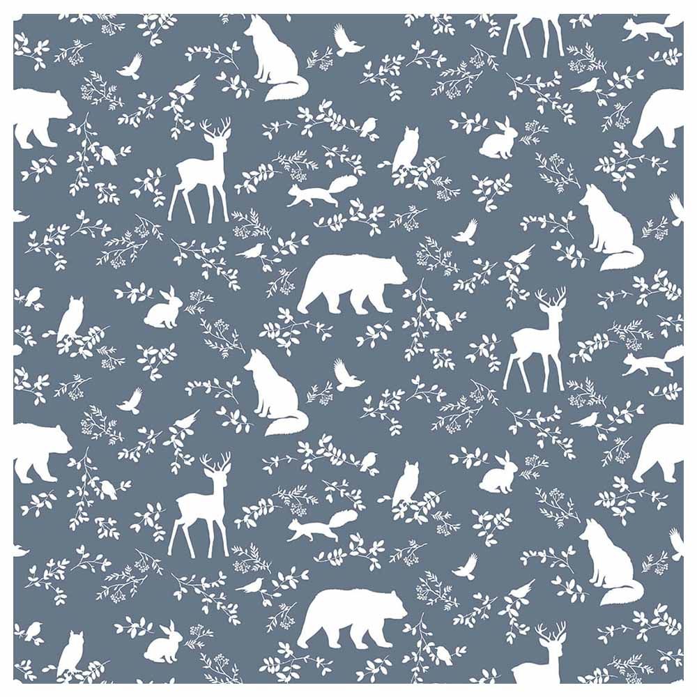 Paper Crew - Forest Animals Wallpaper - Blue