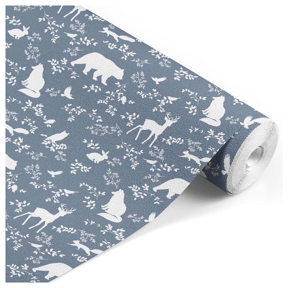 Paper Crew - Forest Animals Wallpaper - Blue