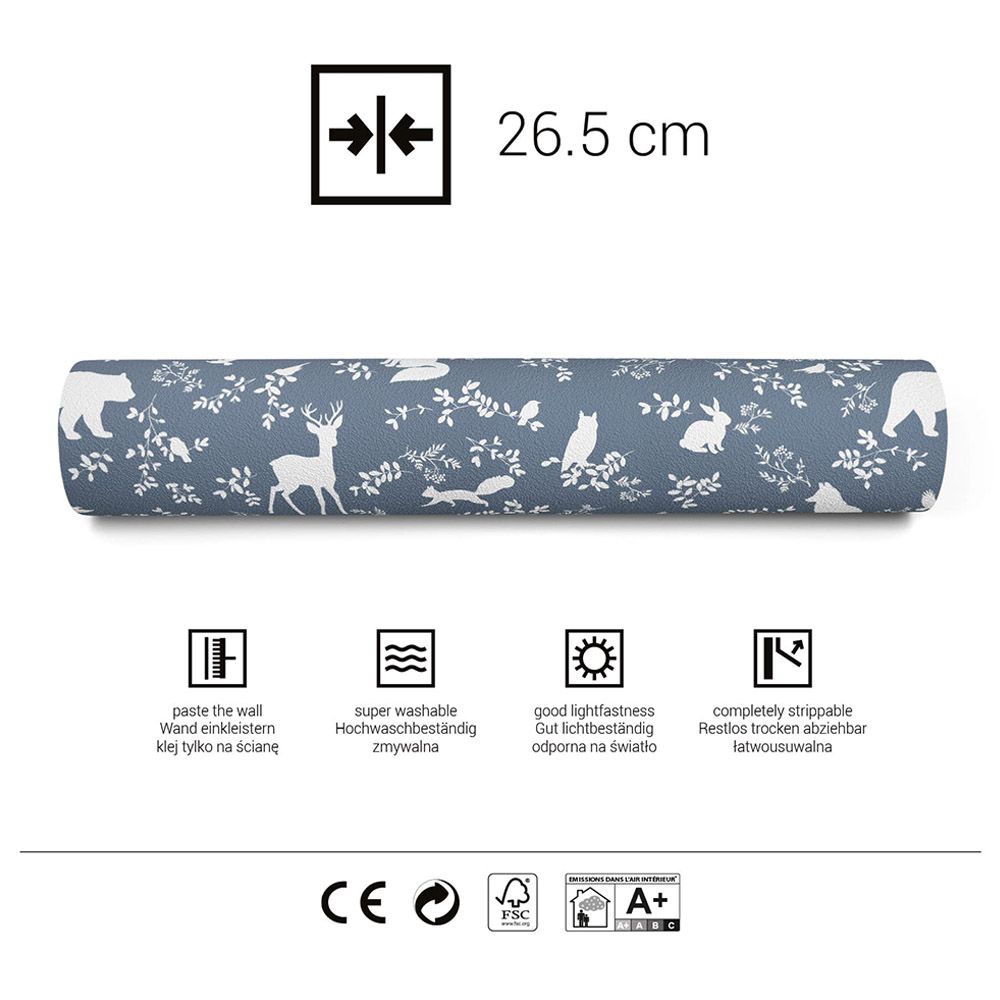 Paper Crew - Forest Animals Wallpaper - Blue