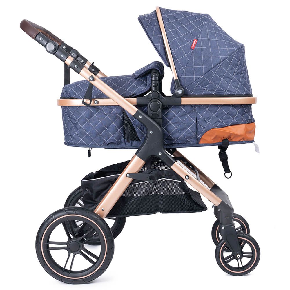 Belecoo - One Fold-To-Half Luxury Pram W/ Diaper Bag - Blue