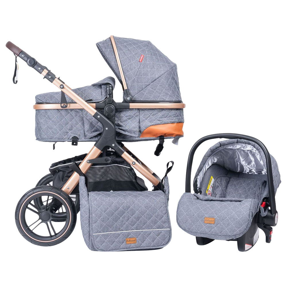 Belecoo Fold To Half Luxury 3 In 1 Travel System Grey Buy at Best Price from Mumzworld United Arab Emirates