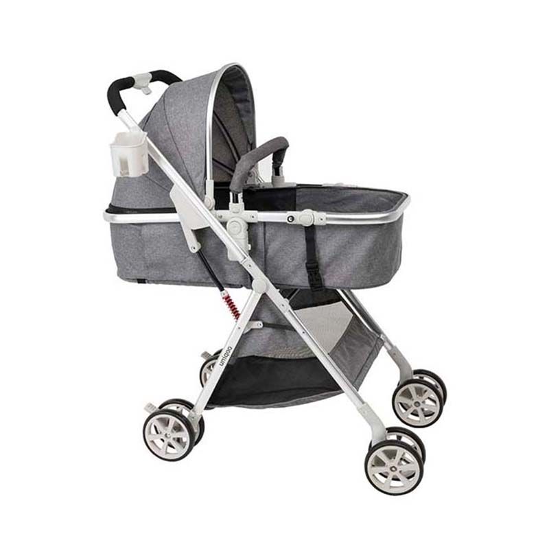 Uniqoo - 6 Premium Portable Pram W/ Diaper Bag - Grey