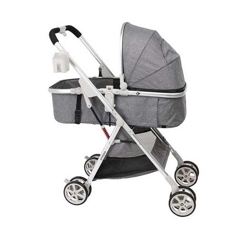 Uniqoo - 6 Premium Portable Pram W/ Diaper Bag - Grey