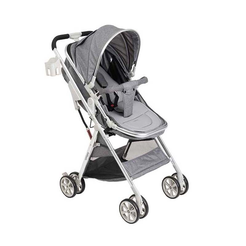 Uniqoo - 6 Premium Portable Pram W/ Diaper Bag - Grey