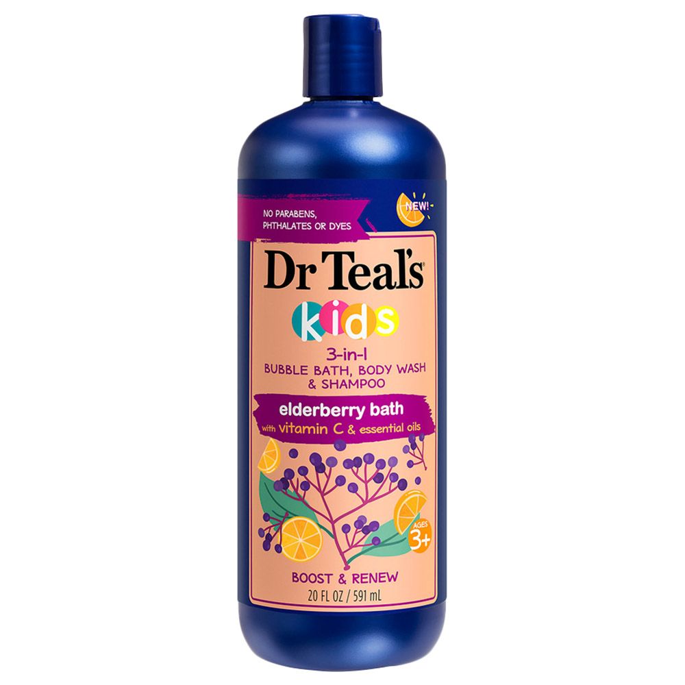 Dr Teal's - Kids Elderberry Bubble Bath, Body Wash & Shampoo - 591 ml