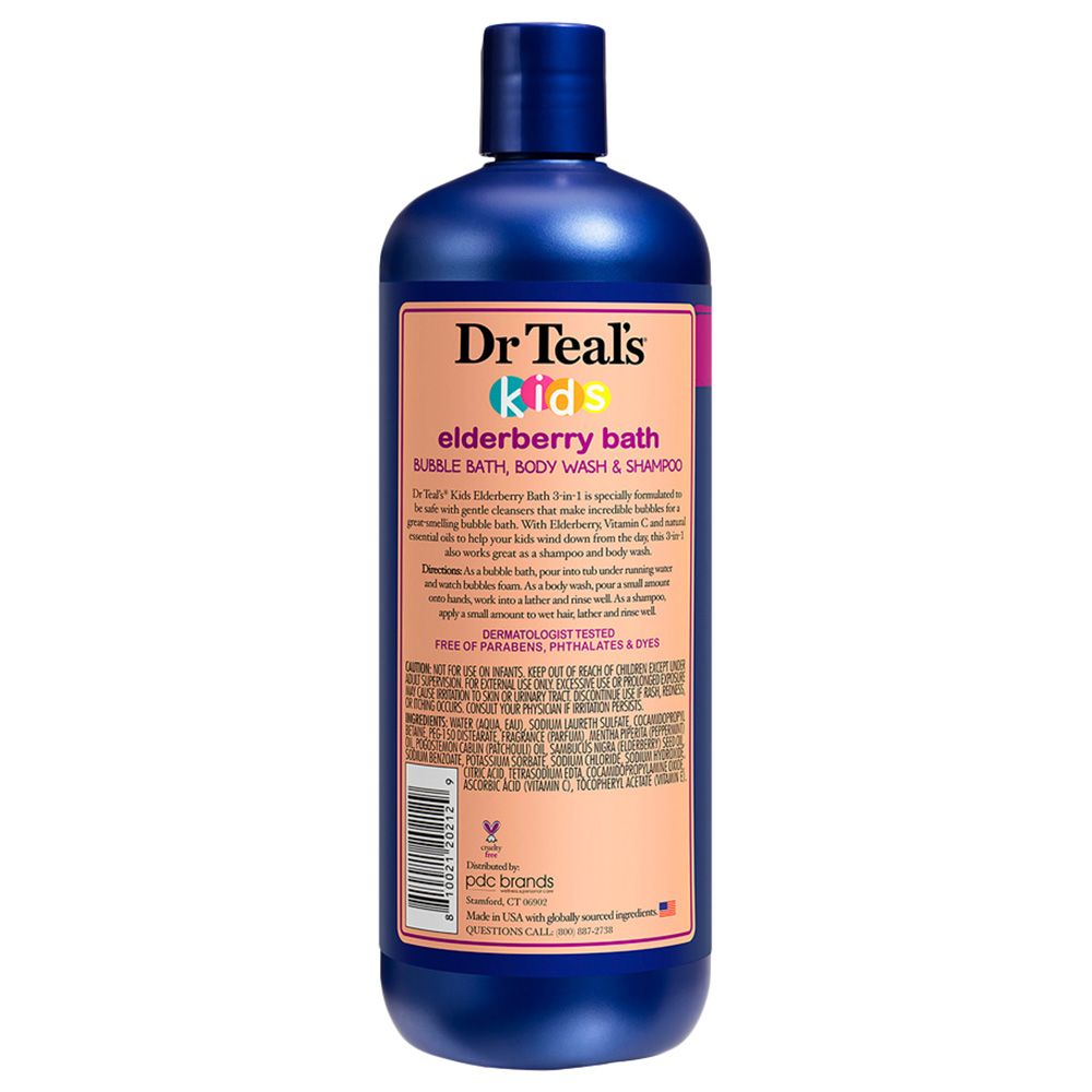 Dr Teal's - Kids Elderberry Bubble Bath, Body Wash & Shampoo - 591 ml