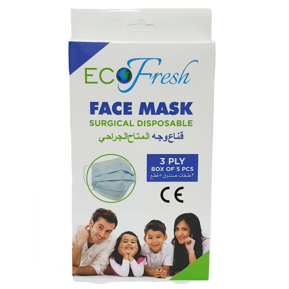 Eco Fresh - Surgical Disposable Face Mask 3 Ply, 5pc