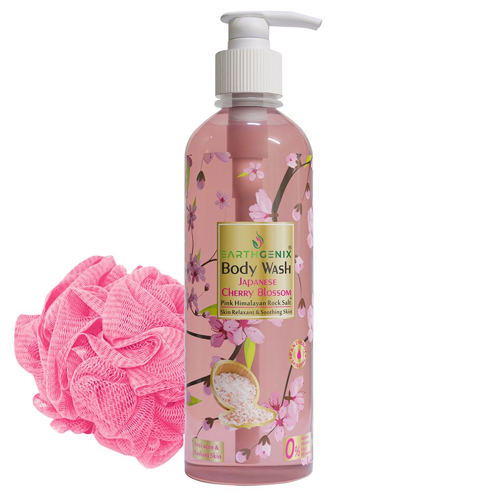 Earthgenix - Japanese Cherry Blossom Body Wash w/ Loofah - 500ml - 2pcs