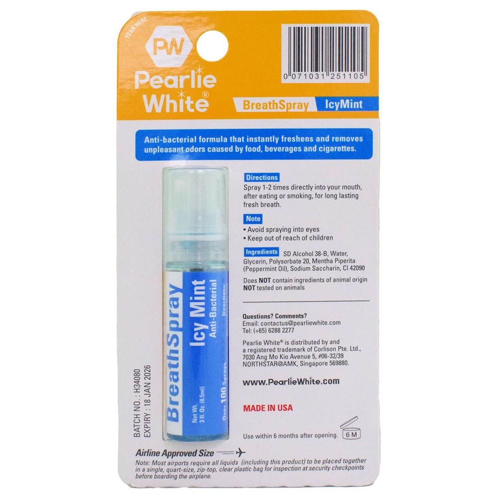 Pearlie White - Breath Spray - Icy Mint - 8.5ml