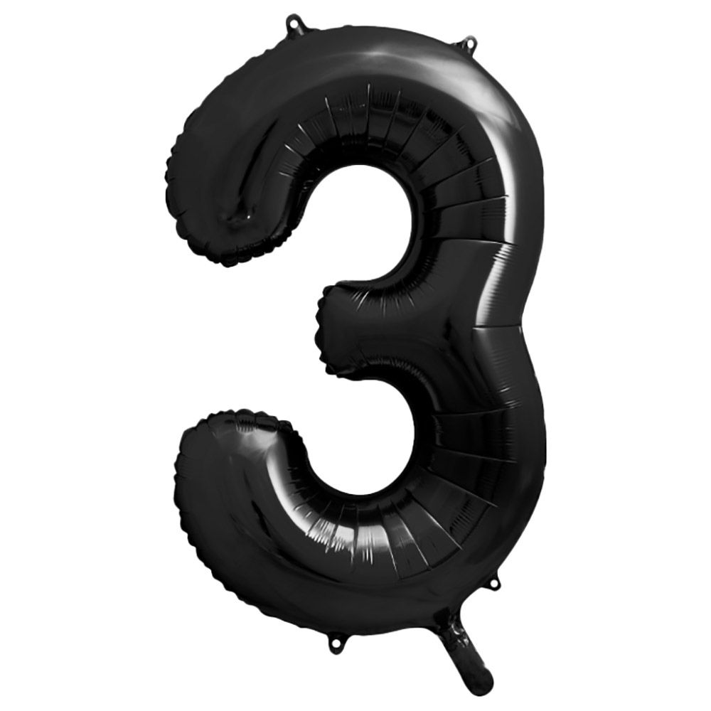 Party Deco - Foil Balloon Number 3 - Black