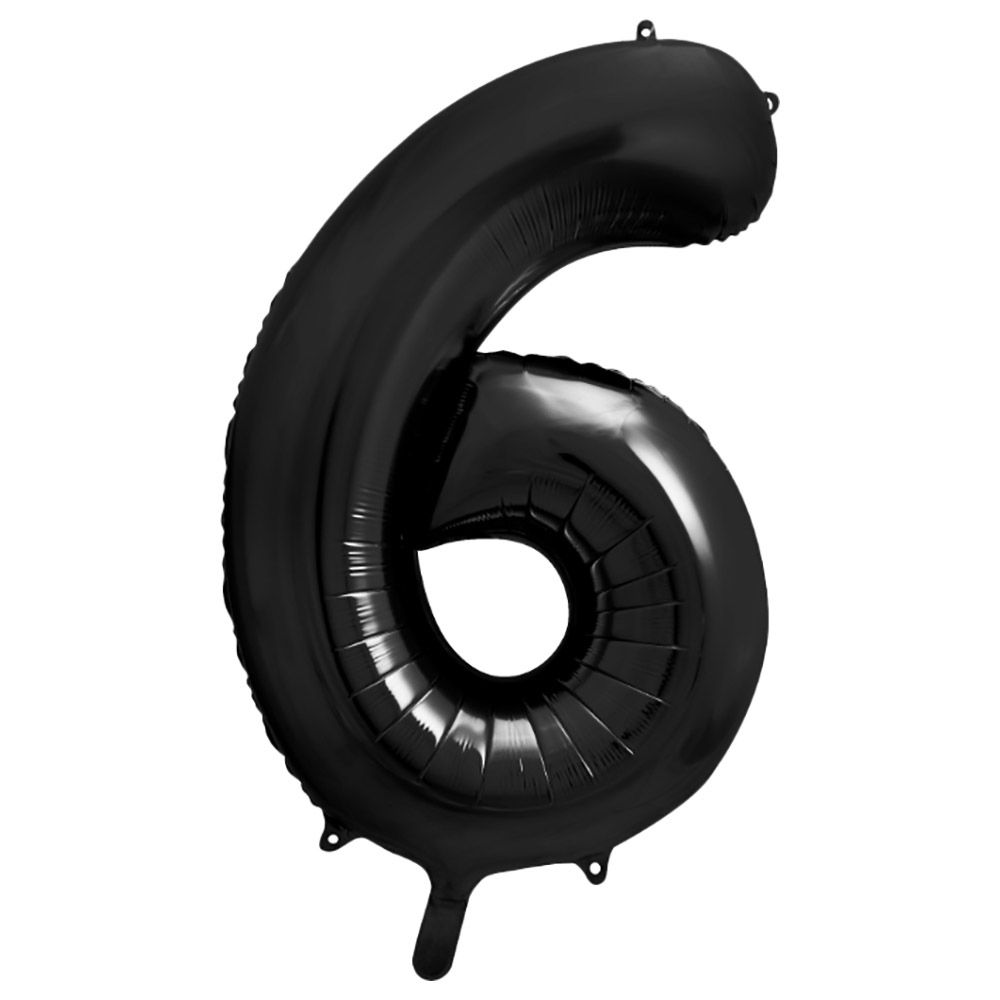 Party Deco - Foil Balloon Number 6 - Black