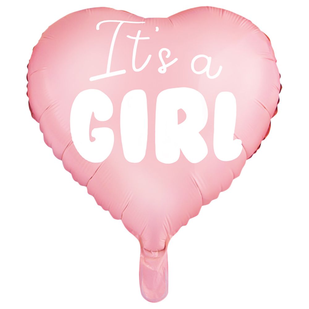 Party Deco - It's A Girl Heart Shaped Foil Balloon - Pink