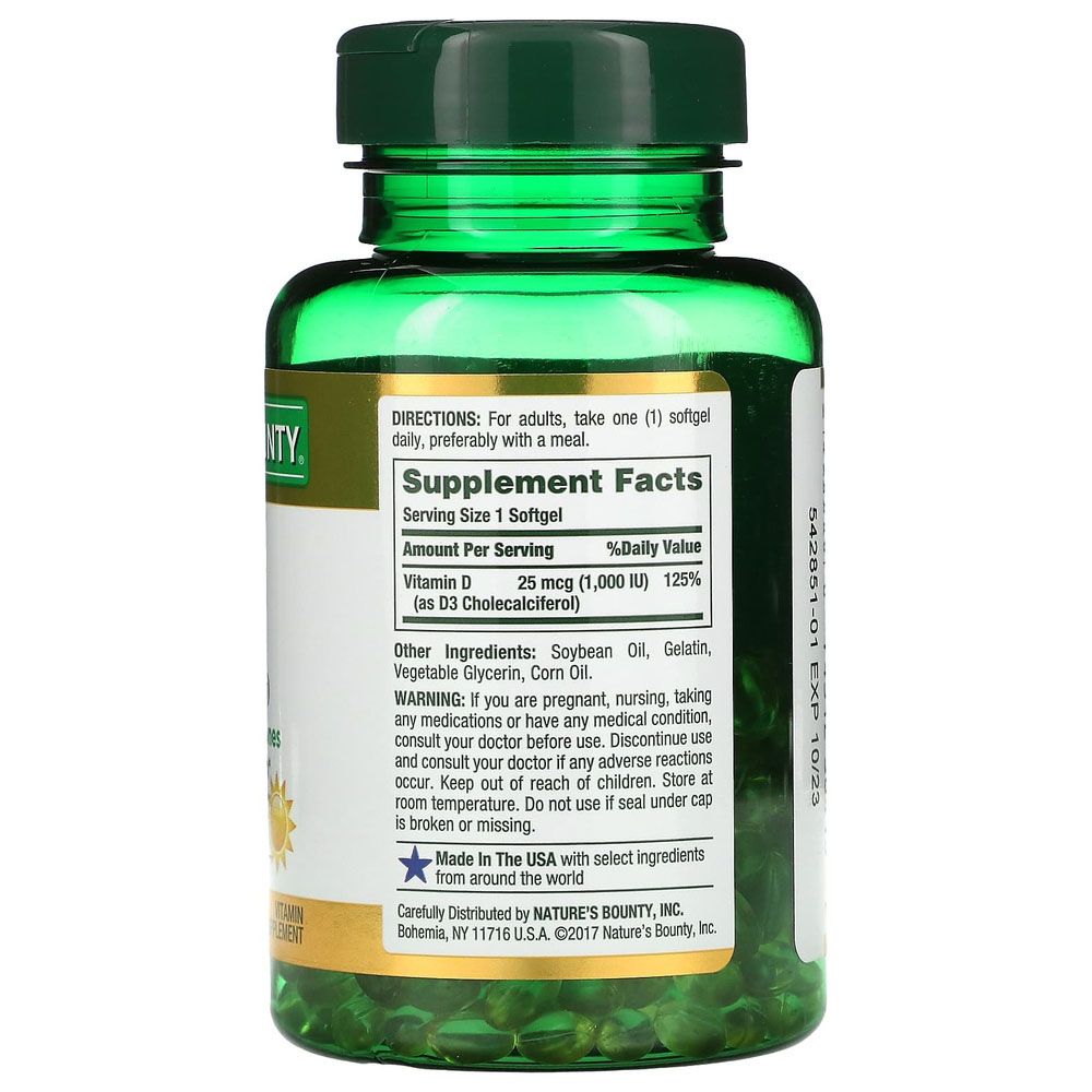 Nature's Bounty - Vitamin D3 Softgels - 1000 IU - 350's