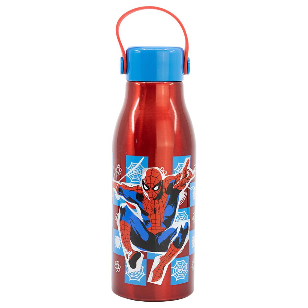 Stor - Spiderman Flexi Handle Aluminium Bottle - 760ml - Red