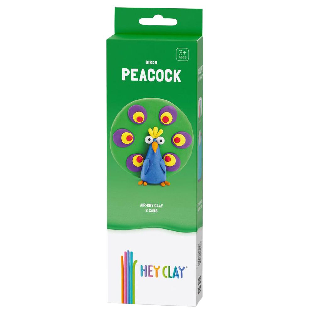 Hey Clay - DIY Peacock Plastic Modelling Air Dry Clay Kit - 3pcs