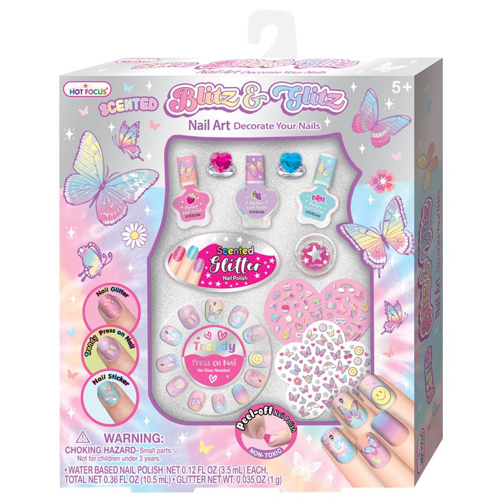 Hot Focus - Tie Dye Butterfly Blitz & Glitz Nail Art Set