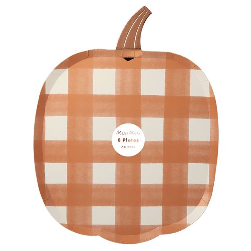 Meri Meri - Gingham Pumpkin Plates - 8pcs