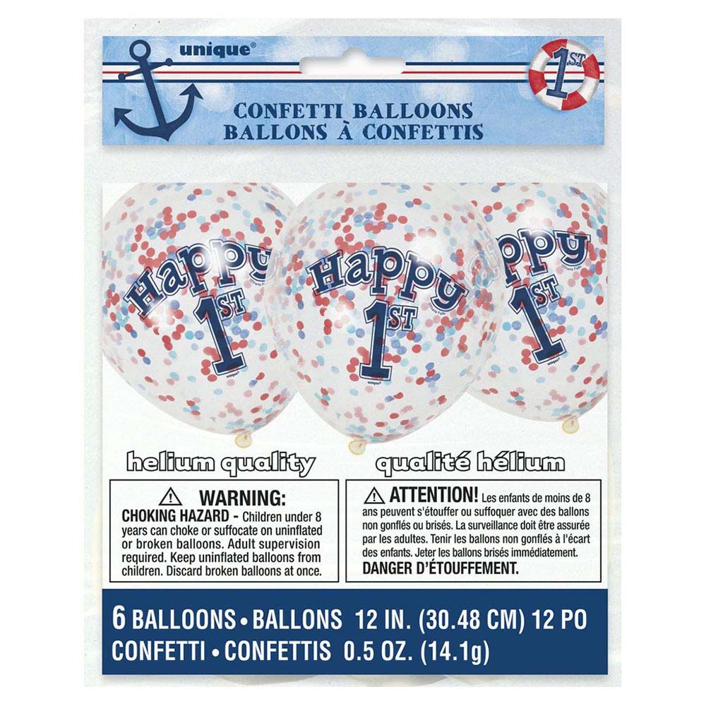 Meri Meri - Nautical Boy 1st Birthday Confetti Balloon 6 pk