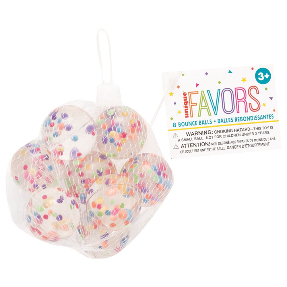 Unique - Confetti Bouncy Balls - 8pcs