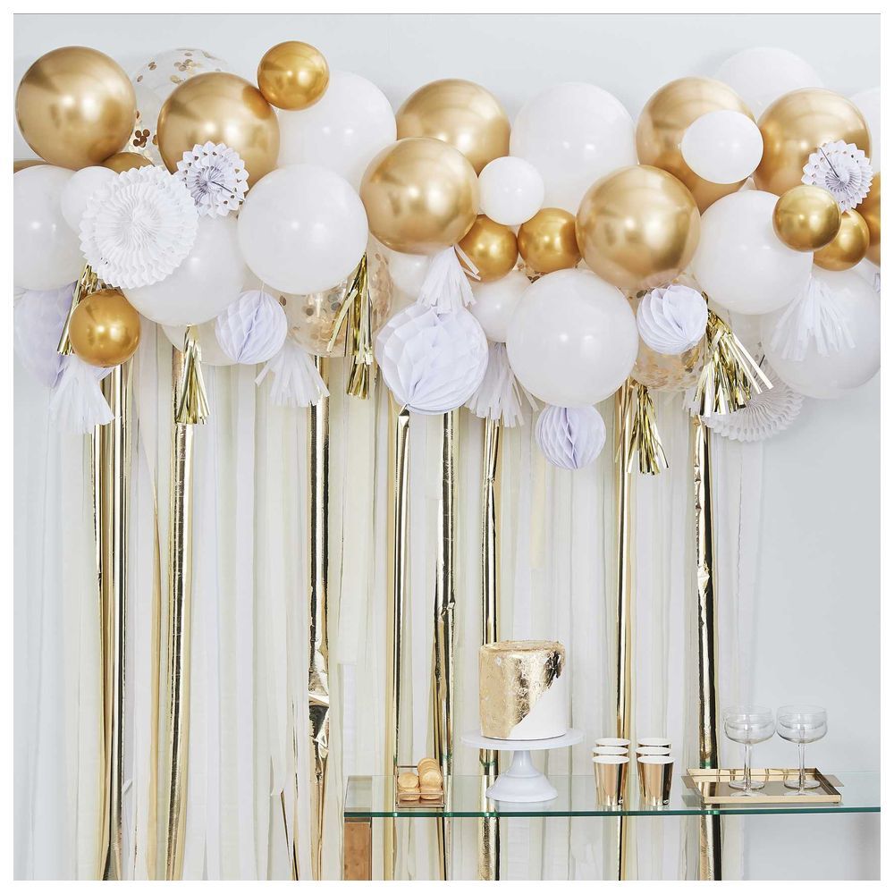 Ginger Ray - Anniversary Confetti Balloon - White & Gold