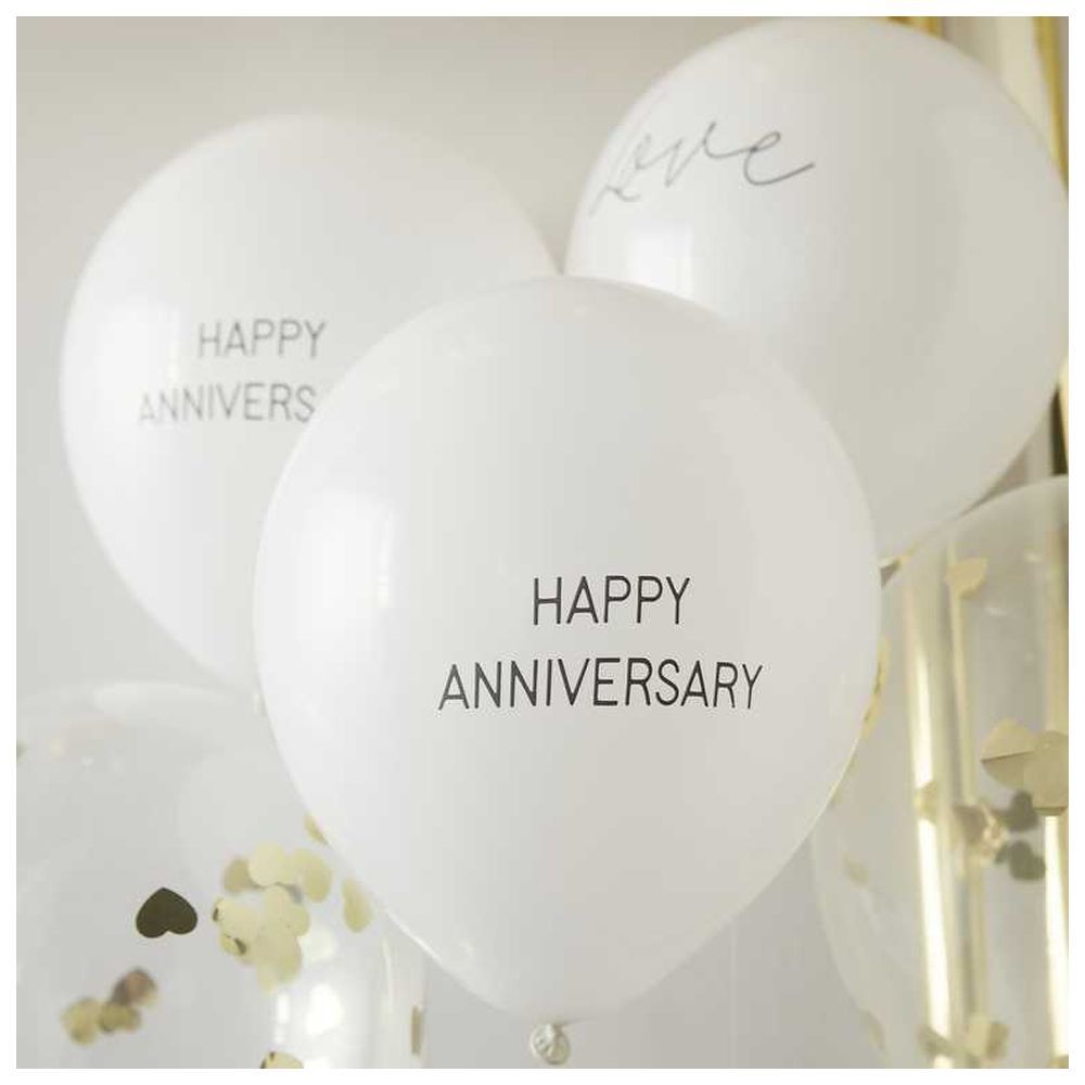 Ginger Ray - Anniversary Confetti Balloon - White & Gold