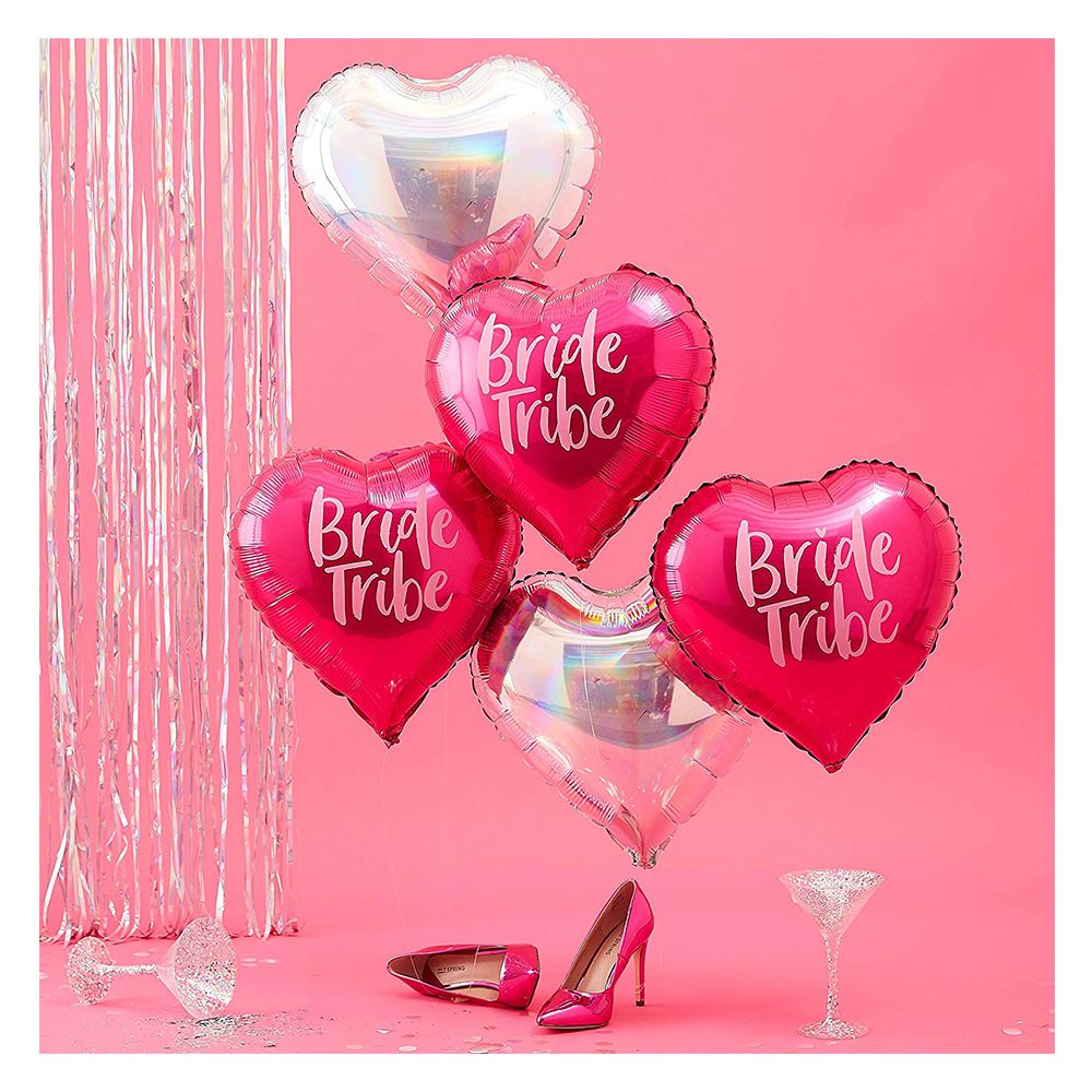 Ginger Ray - Iridescent Bride Tribe Hen Balloons 5pcs - Pink