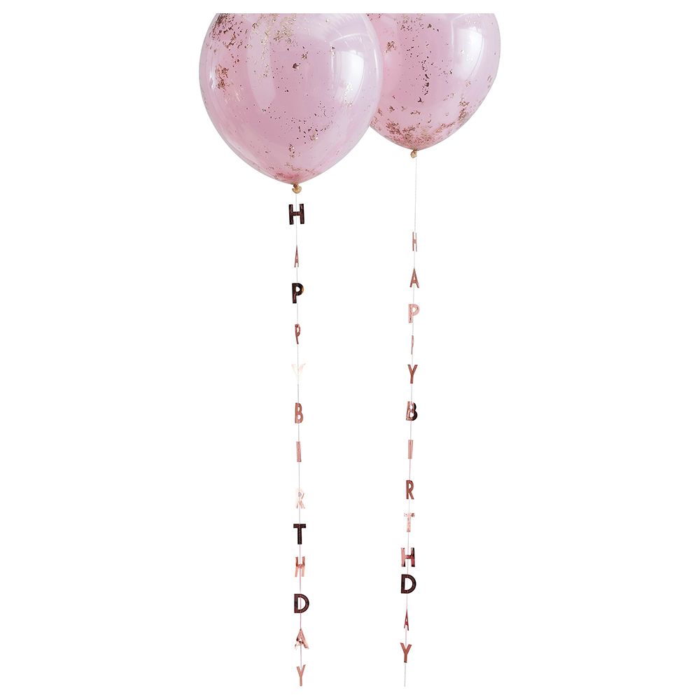 Ginger Ray - Rose Gold Happy Birthday Balloon Tails