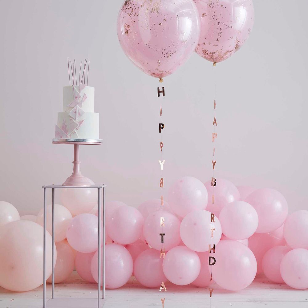 Ginger Ray - Rose Gold Happy Birthday Balloon Tails