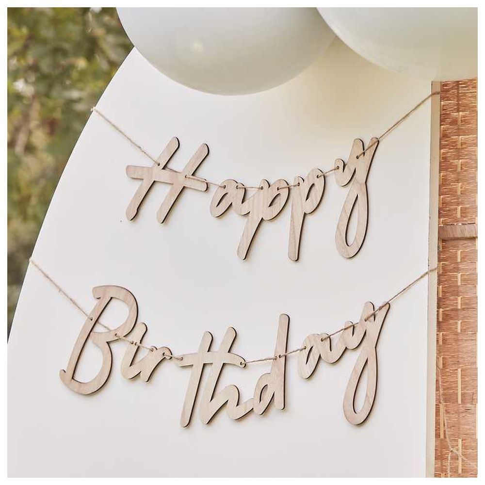 Ginger Ray - Wooden Happy Birthday Bunting