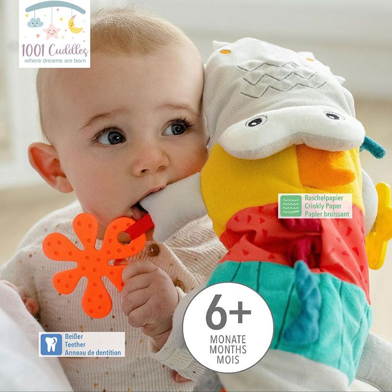 A Thousand & One Cuddles - Sensory Hand Puppet Crocodile With Teether (Exclusive)