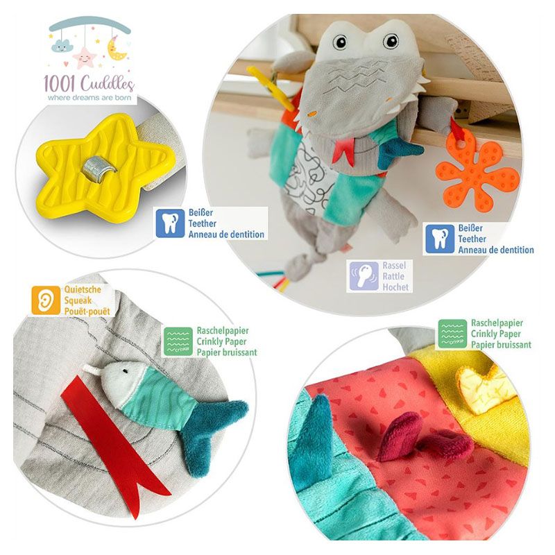 A Thousand & One Cuddles - Sensory Hand Puppet Crocodile With Teether (Exclusive)