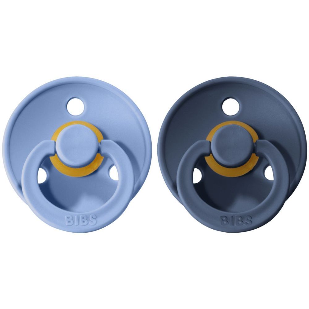 Bibs - Pacifier Size 2 - 6-18M - Pack of 2 - Sky Blue/Steel Blue