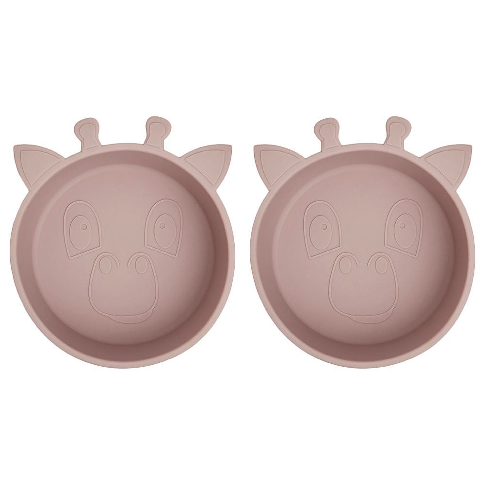 Nuuroo - Alex Silicone Deep Giraffe Plate Pack of 2 - Woodrose