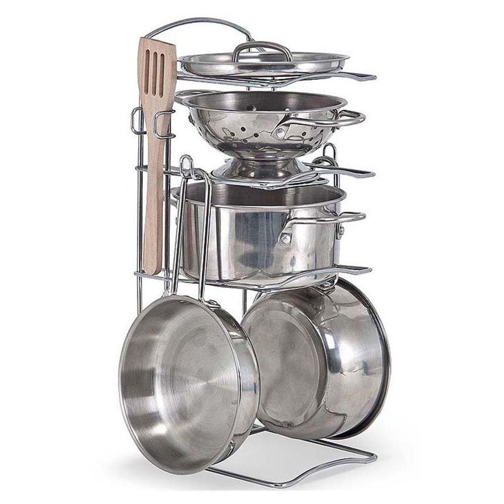 Melissa & Doug - Stainless Steel Pots Pans Playset - Silver