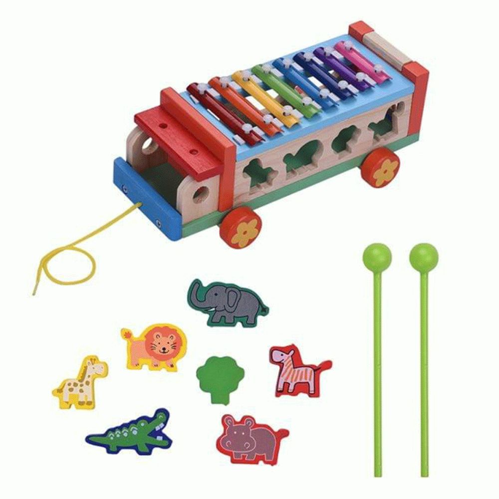 Factory Price - Wooden Xylophone Piano Car - 8 Tunes