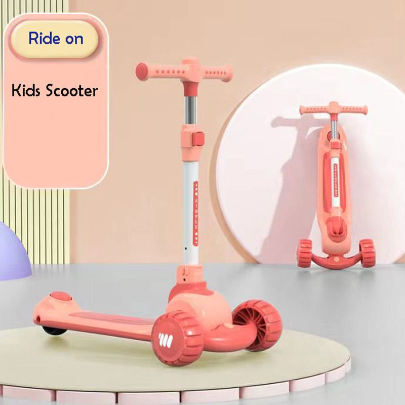 Factory Price - Portable 3 Wheels Kids Pedal Scooter - Pinkish Red