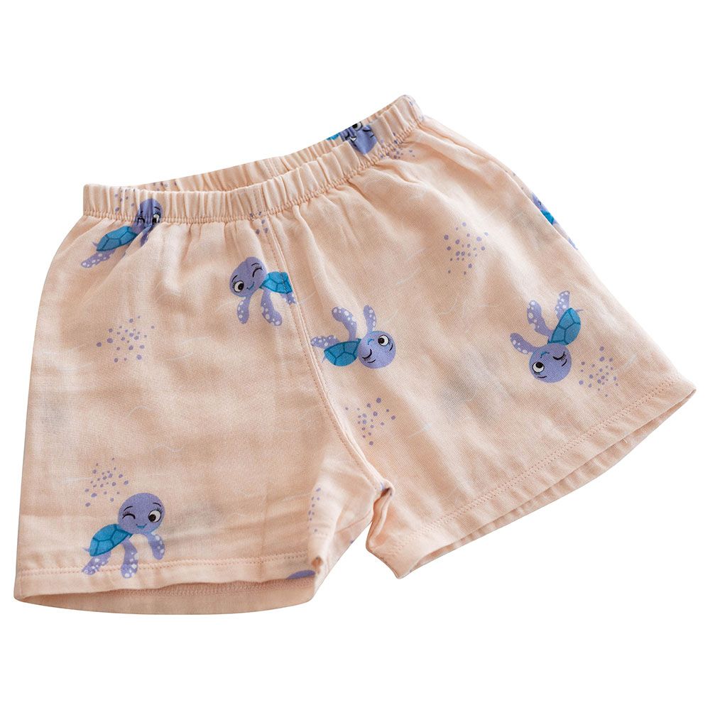 Tickle Tickle - 2pc-Set - Toby Turtle Muslin Shorts & Tee