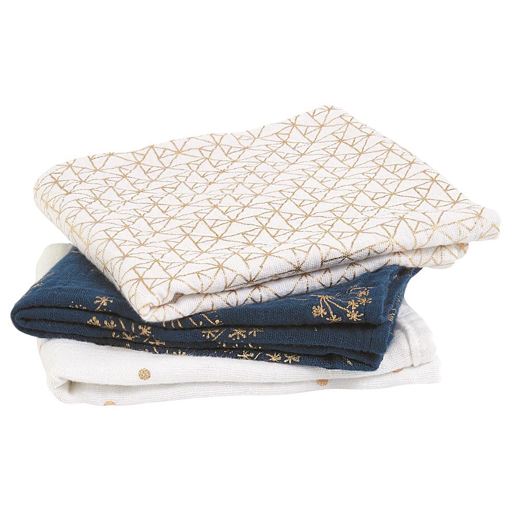 Aden + Anais - 3pcs Musy Muslin Squares - Metallic Gold Deco