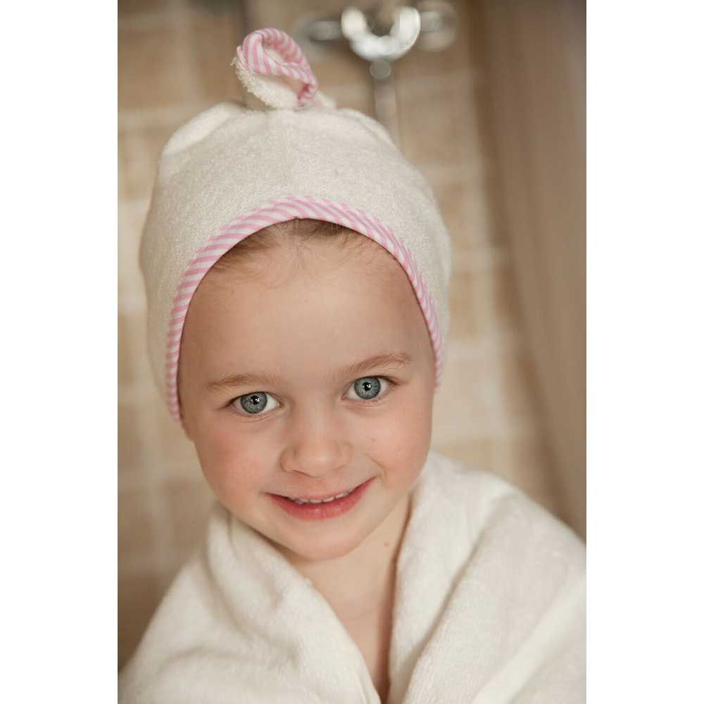 Cuddledry - Cuddletwist Bamboo Hair Towel - White & Pink Stripe