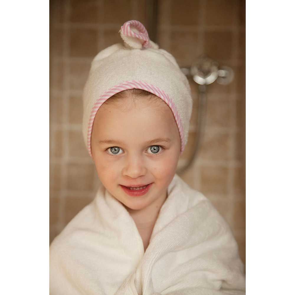 Cuddledry - Cuddletwist Bamboo Hair Towel - White & Pink Stripe