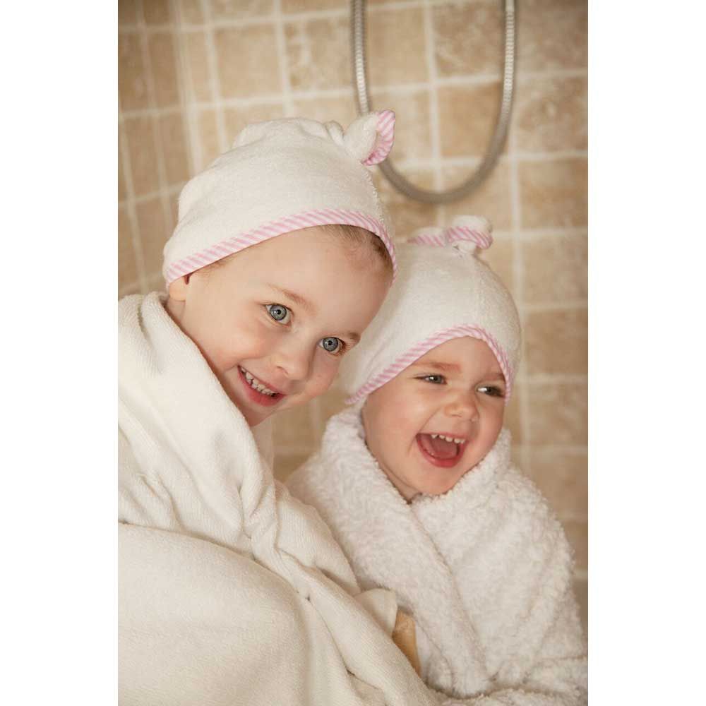 Cuddledry - Cuddletwist Bamboo Hair Towel - White & Pink Stripe