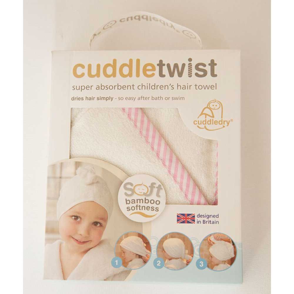 Cuddledry - Cuddletwist Bamboo Hair Towel - White & Pink Stripe