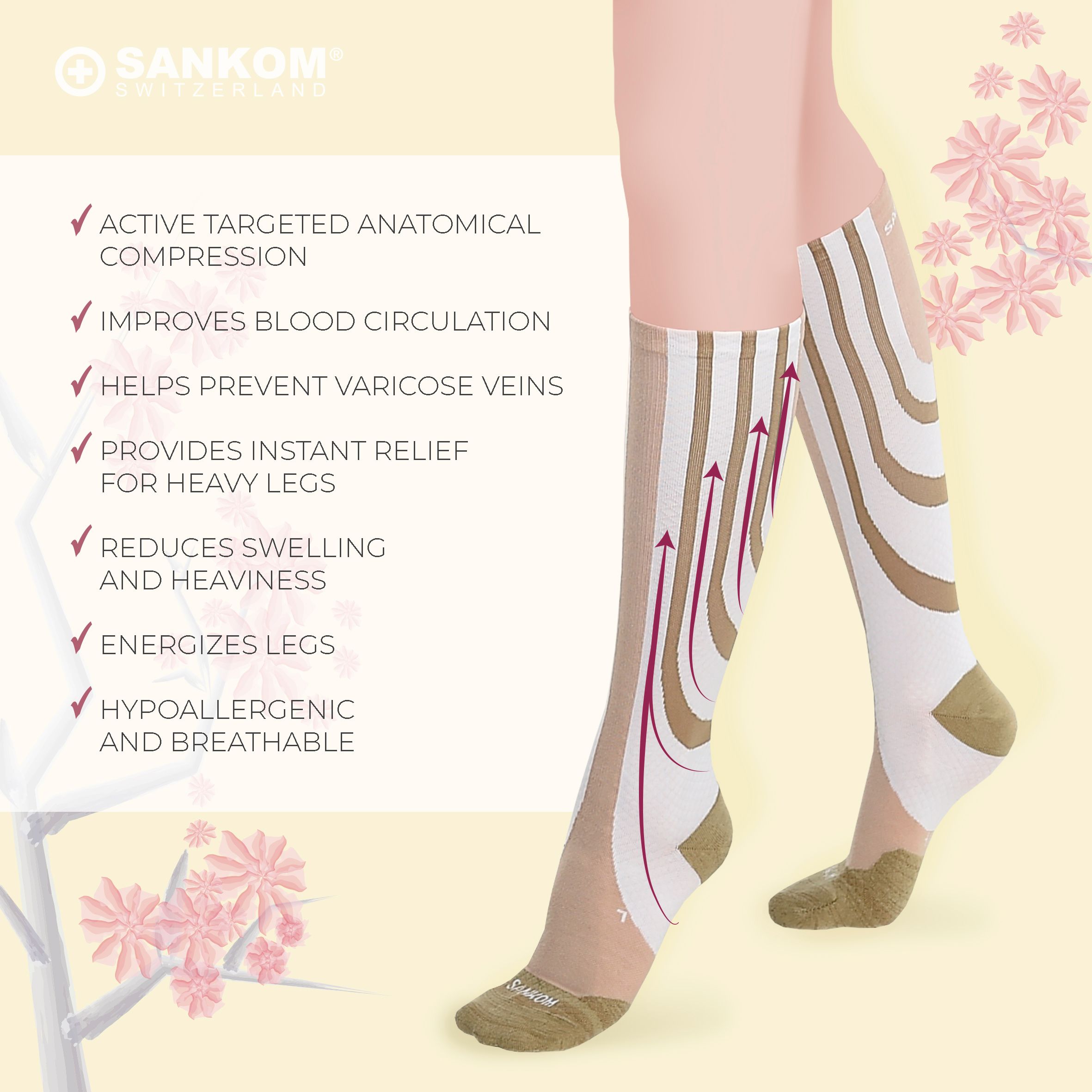 Sankom - Pregnancy and Active Compression Socks White