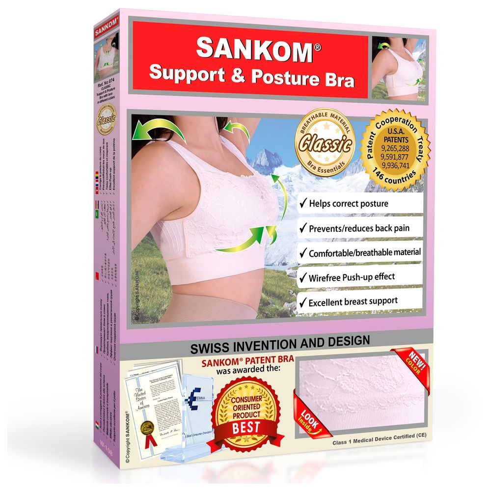 Sankom - Posture Bra With Lace - Pink